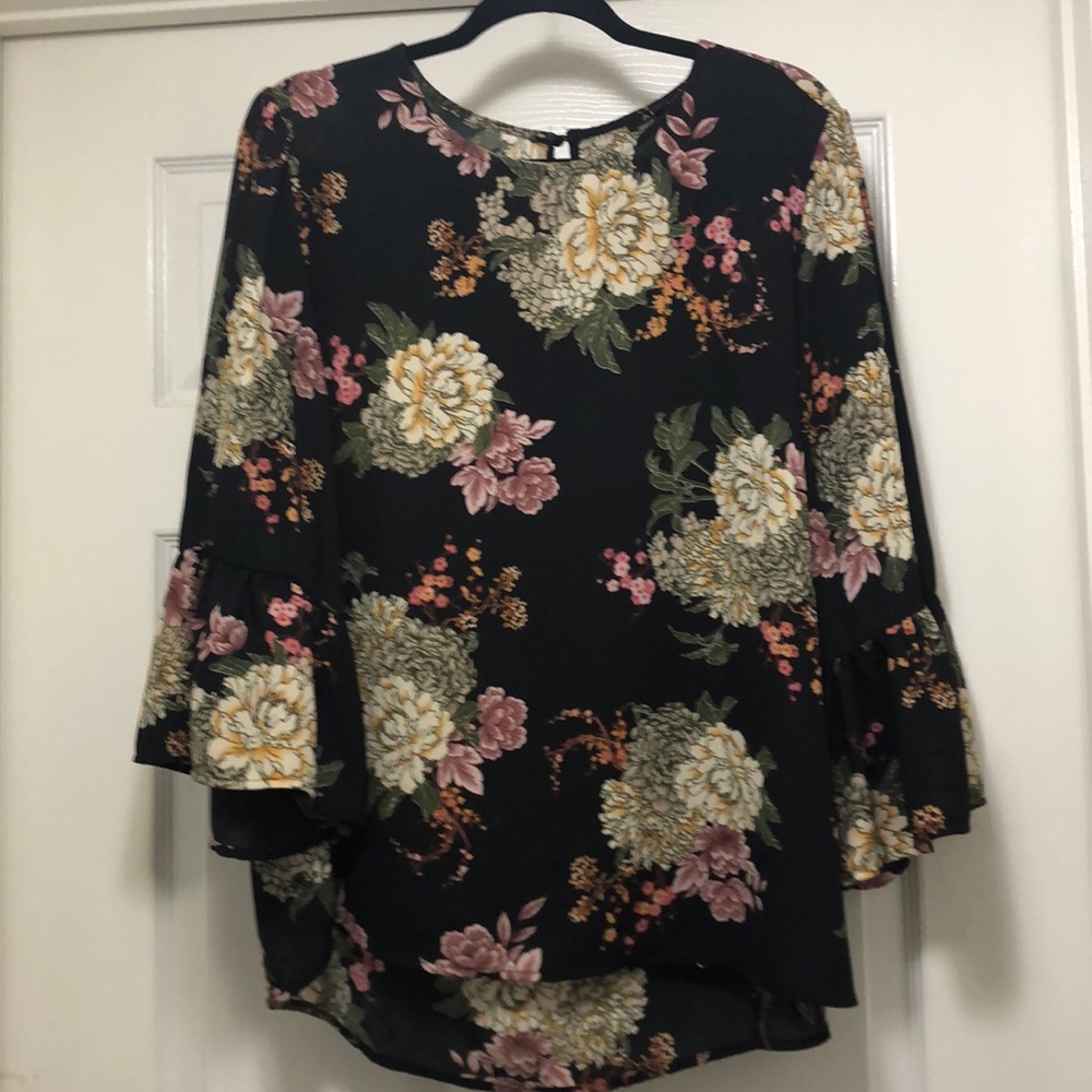 Black & Floral Blouse